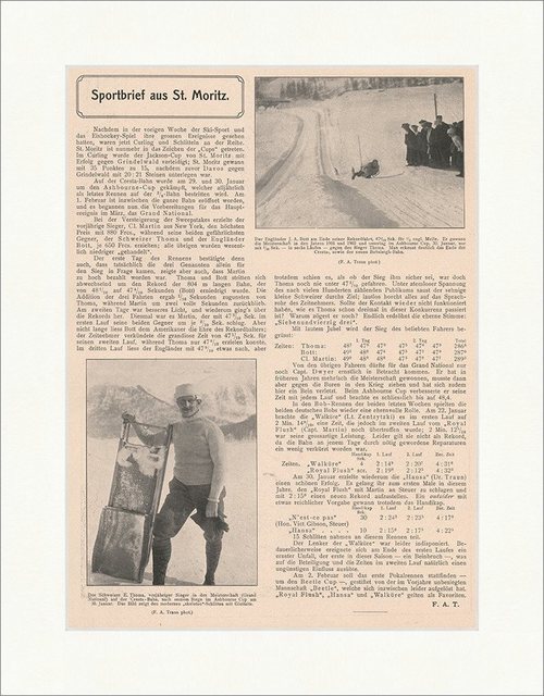 Kunstdruck Sportbrief aus St. Moritz Wintersport Schweiz Ski Schlitten F_Vintage, (1 St)